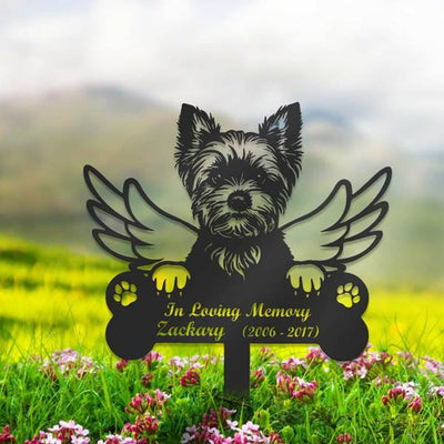 Custom Dog Memorial Garden Stake, Yorkshire Terrier Sign, Pet Grave Marker, Metal Stake, Sympathy Sign, Pet Memorial Gift, Remembrance Stake