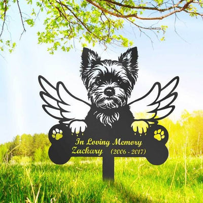 Custom Dog Memorial Garden Stake, Yorkshire Terrier Sign, Pet Grave Marker, Metal Stake, Sympathy Sign, Pet Memorial Gift, Remembrance Stake