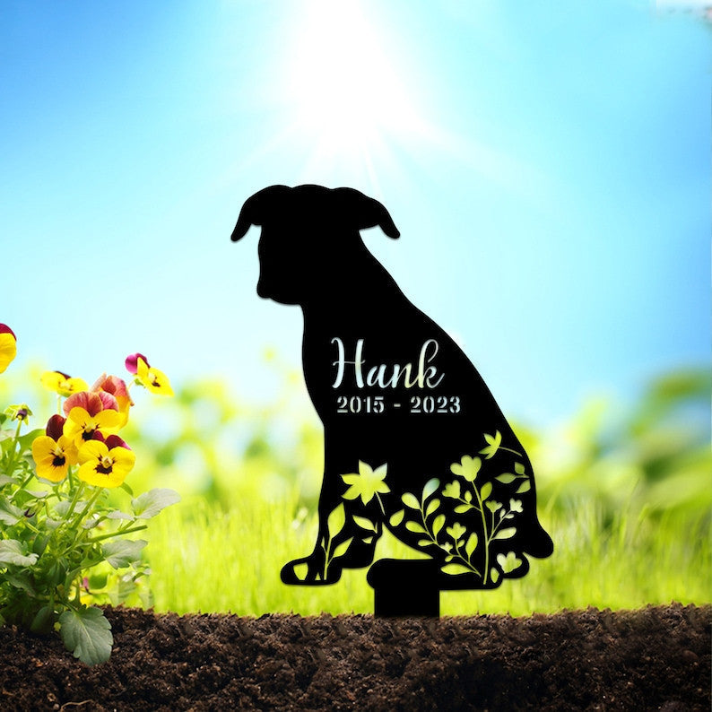 Custom Dog Memorial Stake, Metal Stake, Boxer Dog Loss, Sympathy Sign, Pet Grave Marker, Remembrance Stake, Outdoor Sign, Boxer Stake