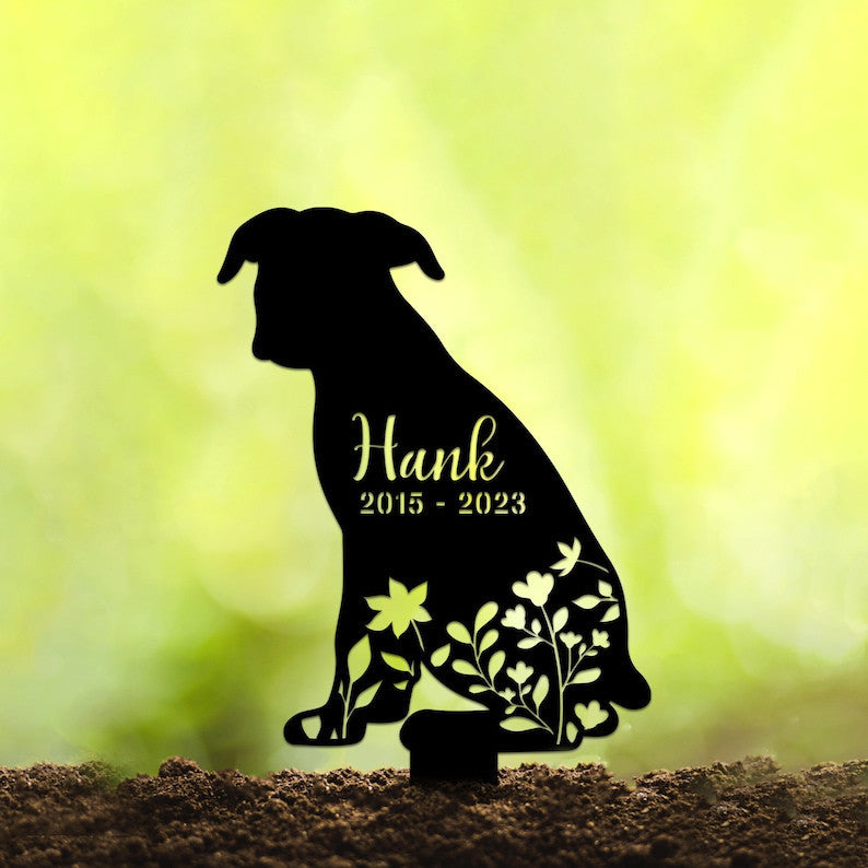 Custom Dog Memorial Stake, Metal Stake, Boxer Dog Loss, Sympathy Sign, Pet Grave Marker, Remembrance Stake, Outdoor Sign, Boxer Stake