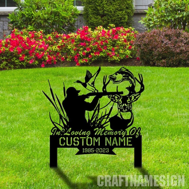 Custom Hunting Memorial Stake, Cemetery Stake, Grave Marker, Fishing Memorial Stake, Fisher Loss, In Memorial Of Gift, Hunter Loss, Dad lost
