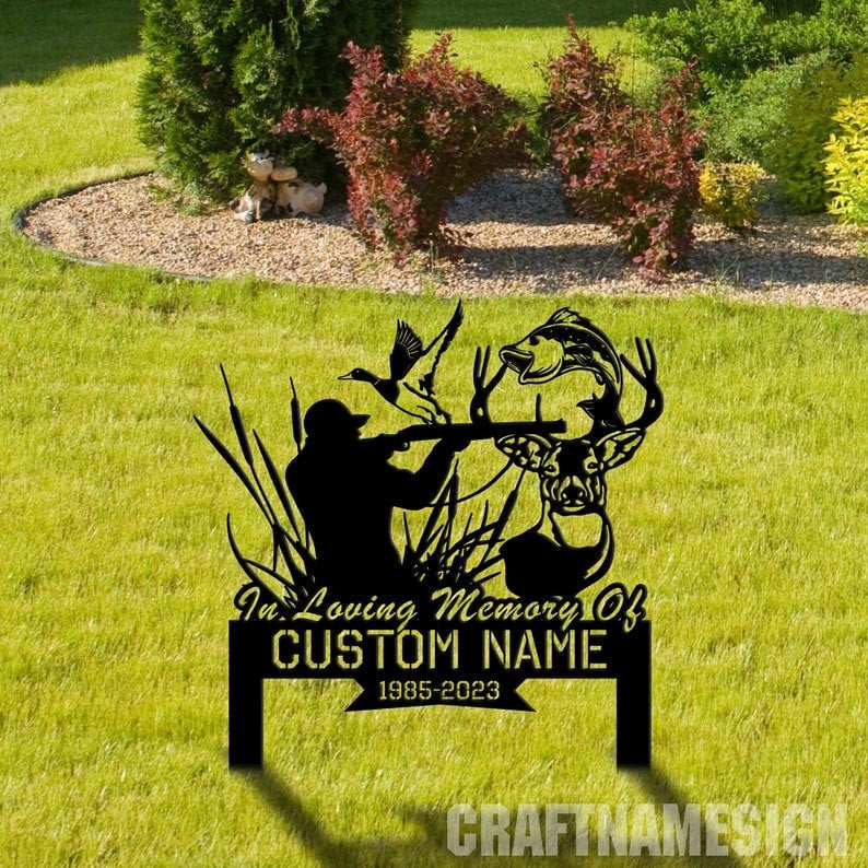 Custom Hunting Memorial Stake, Cemetery Stake, Grave Marker, Fishing Memorial Stake, Fisher Loss, In Memorial Of Gift, Hunter Loss, Dad lost