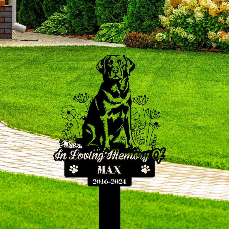 Personalized Dog Memorial Stake, Garden Stake, Labrador Retriever Sign,Dog Garden Sign, Sympathy Sign, Pet Grave Marker, Remembrance Stake