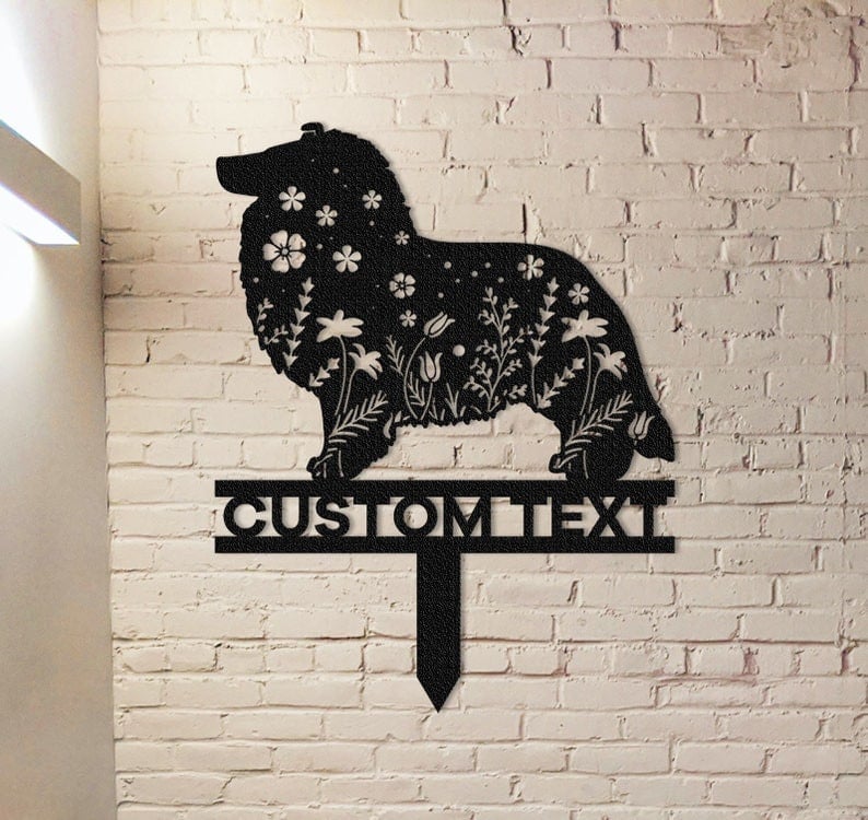 Custom Shetland Sheepdog Memorial Stake Sign, Pet Grave Markers Sign, Sheltie Metal Sign With Stake, Pet Loss Gift, Sympathy Remembrance Stake