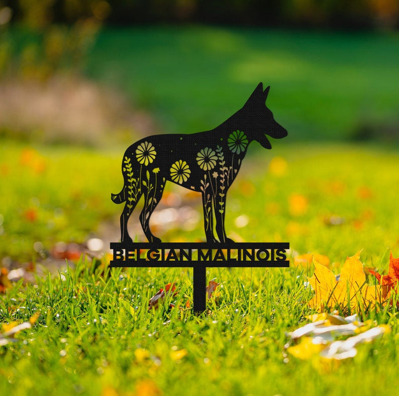 Custom Belgian Malinois Memorial Stake Sign,Pet Grave Markers Sign, Metal Sign With Stake,Pet Loss Gift,Sympathy Sign, Remembrance Stake