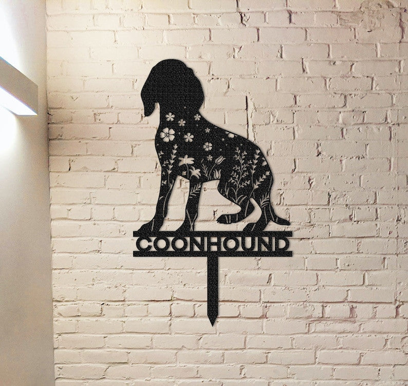 Custom Coonhound Memorial Stake Sign, Pet Grave Markers Sign, Metal Sign With Stake, Pet Loss Gift,Sympathy Sign, Remembrance Stake