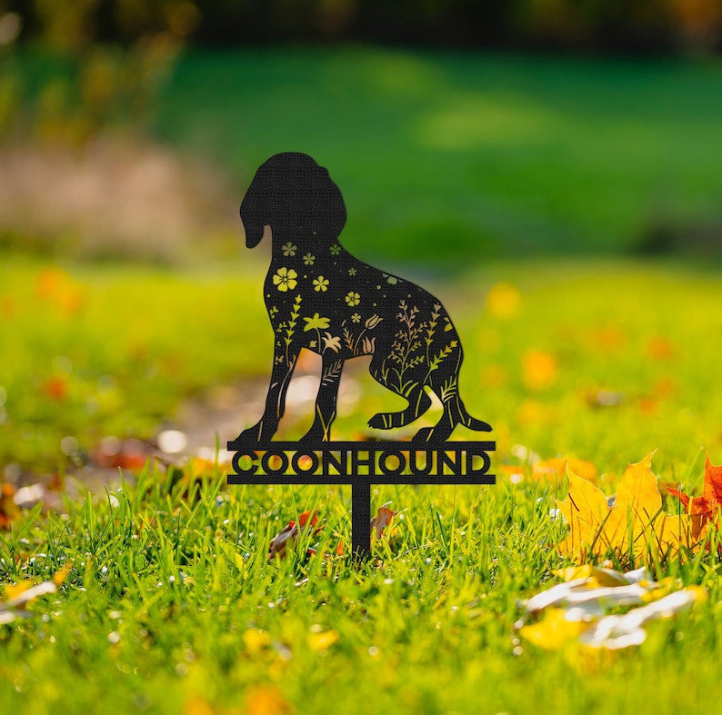 Custom Coonhound Memorial Stake Sign, Pet Grave Markers Sign, Metal Sign With Stake, Pet Loss Gift,Sympathy Sign, Remembrance Stake