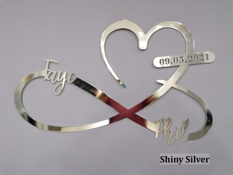 Metal Heart and Infinity Wall Art, Customized Names and Date Sign , Custom Home Decoration, Wedding, New Home and, Contemporary Art