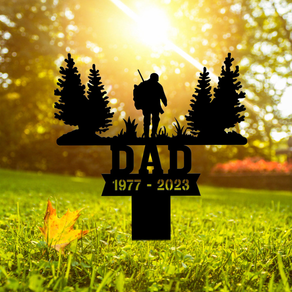 Hunting Dad Memorial Stake Metal Father's Day Gift Hunter Memorial Gifts Garden Stake Grave Marker Metal Yard Decor Loss Of Dad Gifts