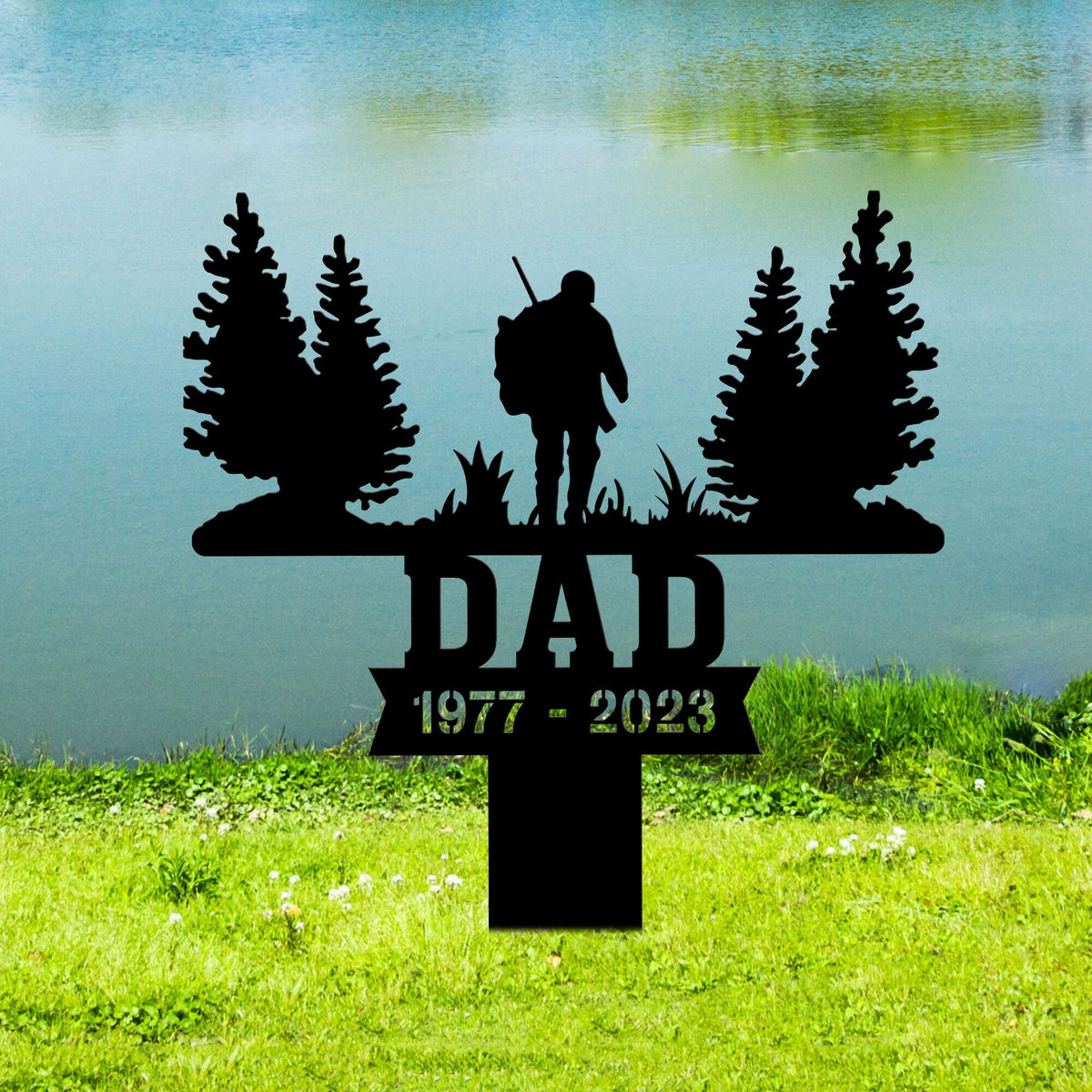 Hunting Dad Memorial Stake Metal Father's Day Gift Hunter Memorial Gifts Garden Stake Grave Marker Metal Yard Decor Loss Of Dad Gifts