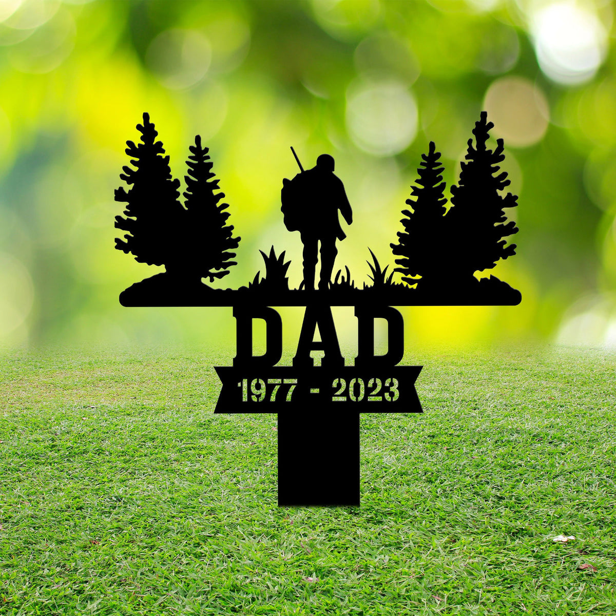 Hunting Dad Memorial Stake Metal Father's Day Gift Hunter Memorial Gifts Garden Stake Grave Marker Metal Yard Decor Loss Of Dad Gifts