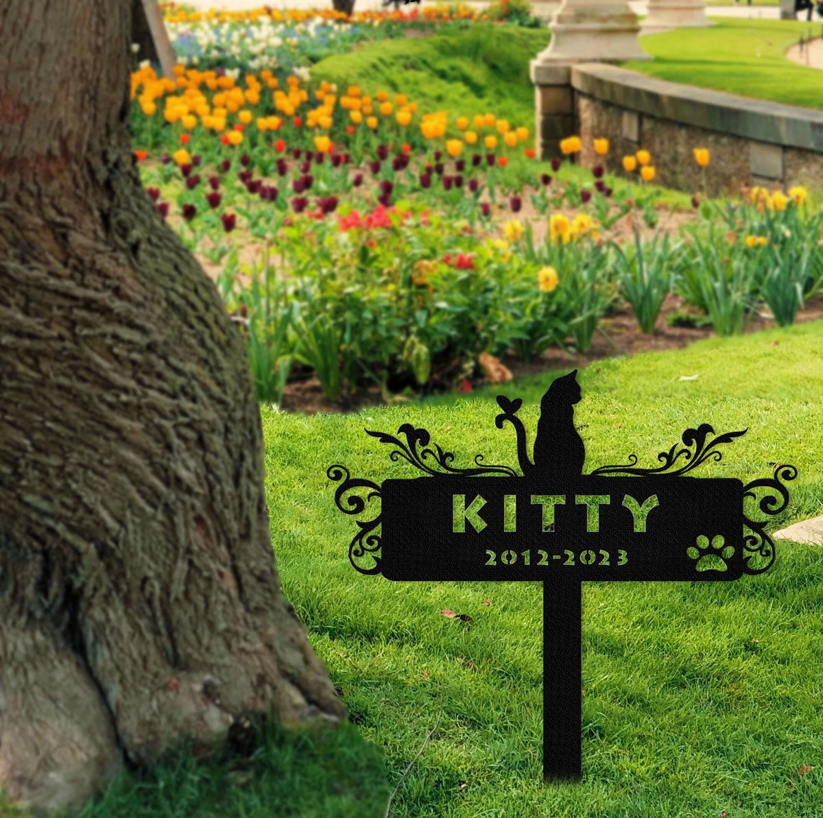 Cat Memorial Stake Sign Personalized Cat Gift Pet Grave Markers Sign Pet Loss Gift Sympathy Sign Remembrance Stake Kitty Name Sign