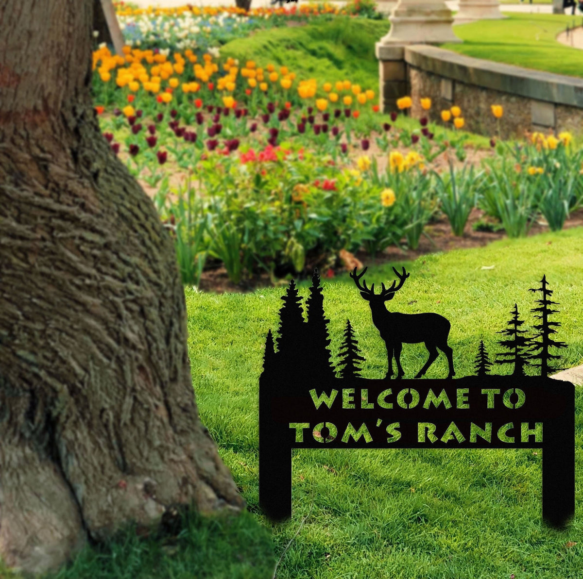 Deer Memorial Stake Sign Personalized Deer Grave Markers Sign Forest Sign Ranch Decor Woodland Sign Farm Stake Hunting Sign Hunter Gifts