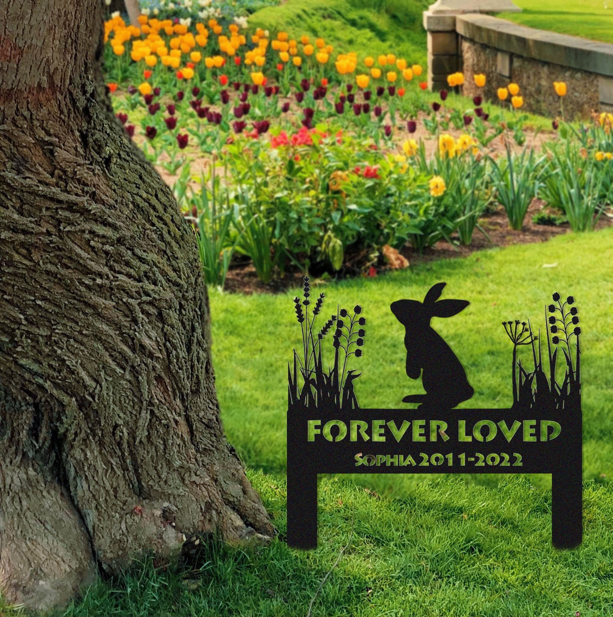 Rabbit Memorial Stake Sign Personalized Pet Grave Markers Sign Bunny Sign With Stake Pet Loss Gift Sympathy Sign Remembrance Stake