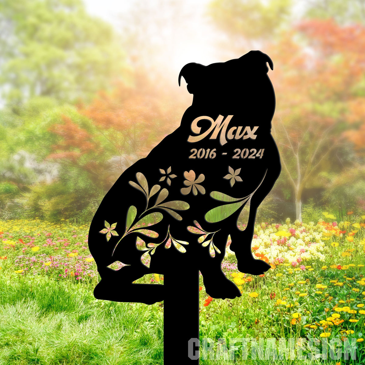 Custom Bulldog Memorial Stake Personalized Bulldog Garden Memorial Pet Memorial Plaque Cemetery Stake Remembrance Gift Dog Loss Stake