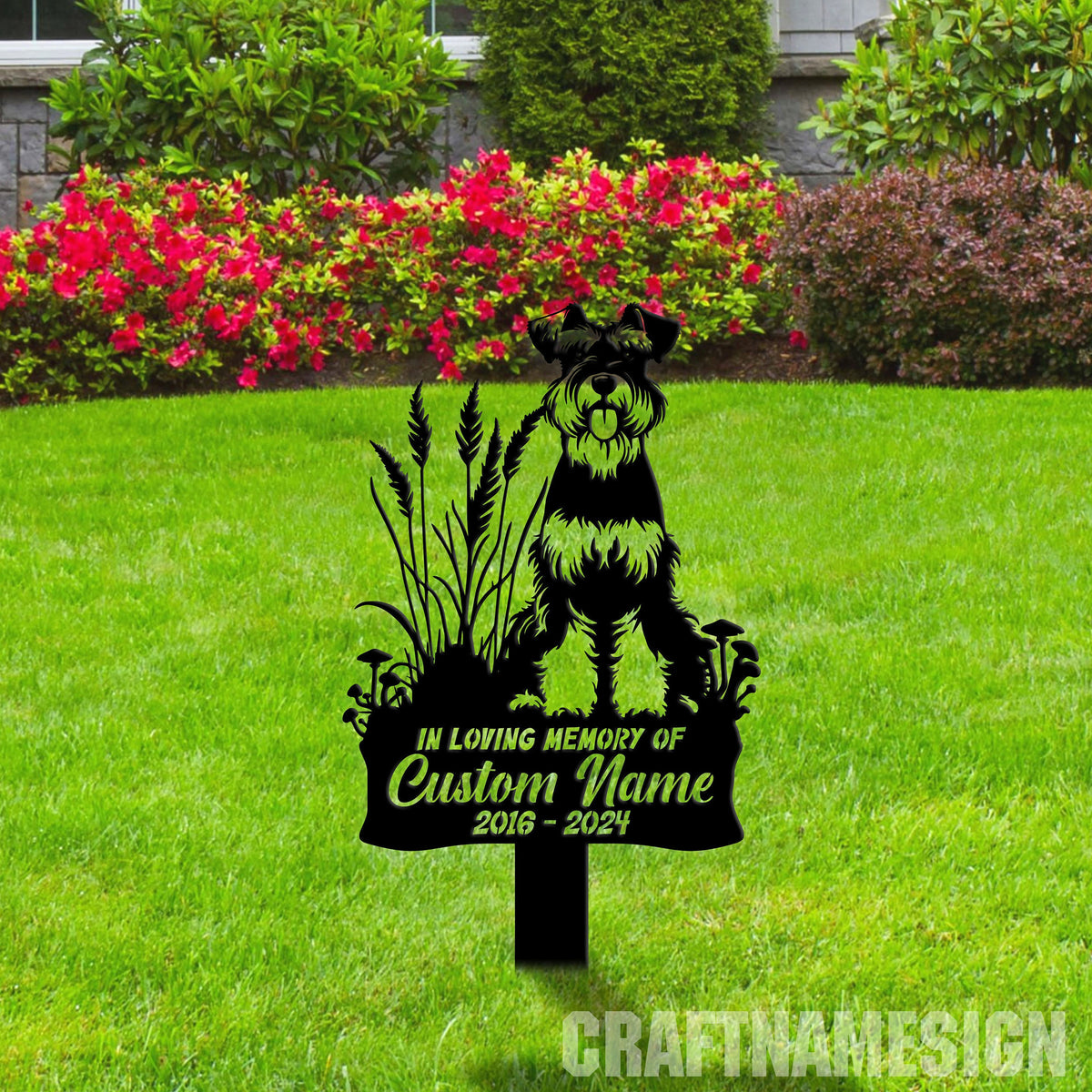 Custom Miniature Schnauzer Dog Memorial Metal Stake Personalized Miniature Schnauzer Garden Memorial Pet Memorial Plaque Cemetery Stake