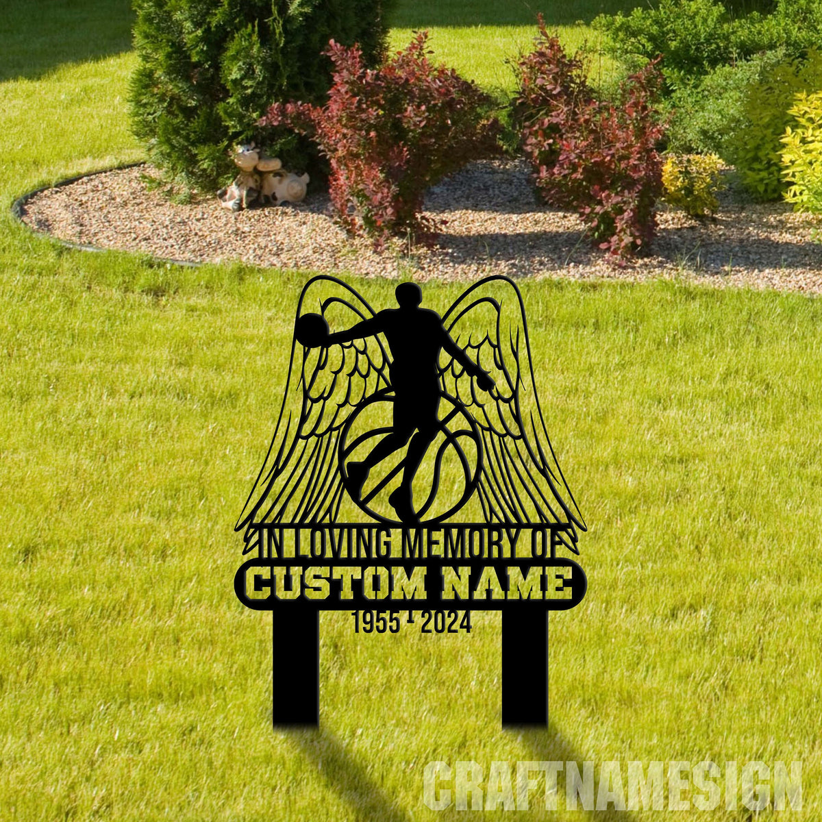 Custom Basketball Memorial Cross For Grave Stake Personalized Basketball Garden Memorial Memorial Plaque Cemetery Stake Remembrance Gift