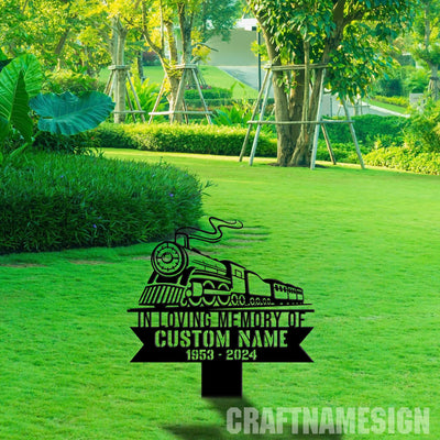 Custom Train Memorial Stake Cemetery Stake Train Memorial Decor In Memorial Of Gifts Train Station Metal Stake Metal Yard Garden Decor