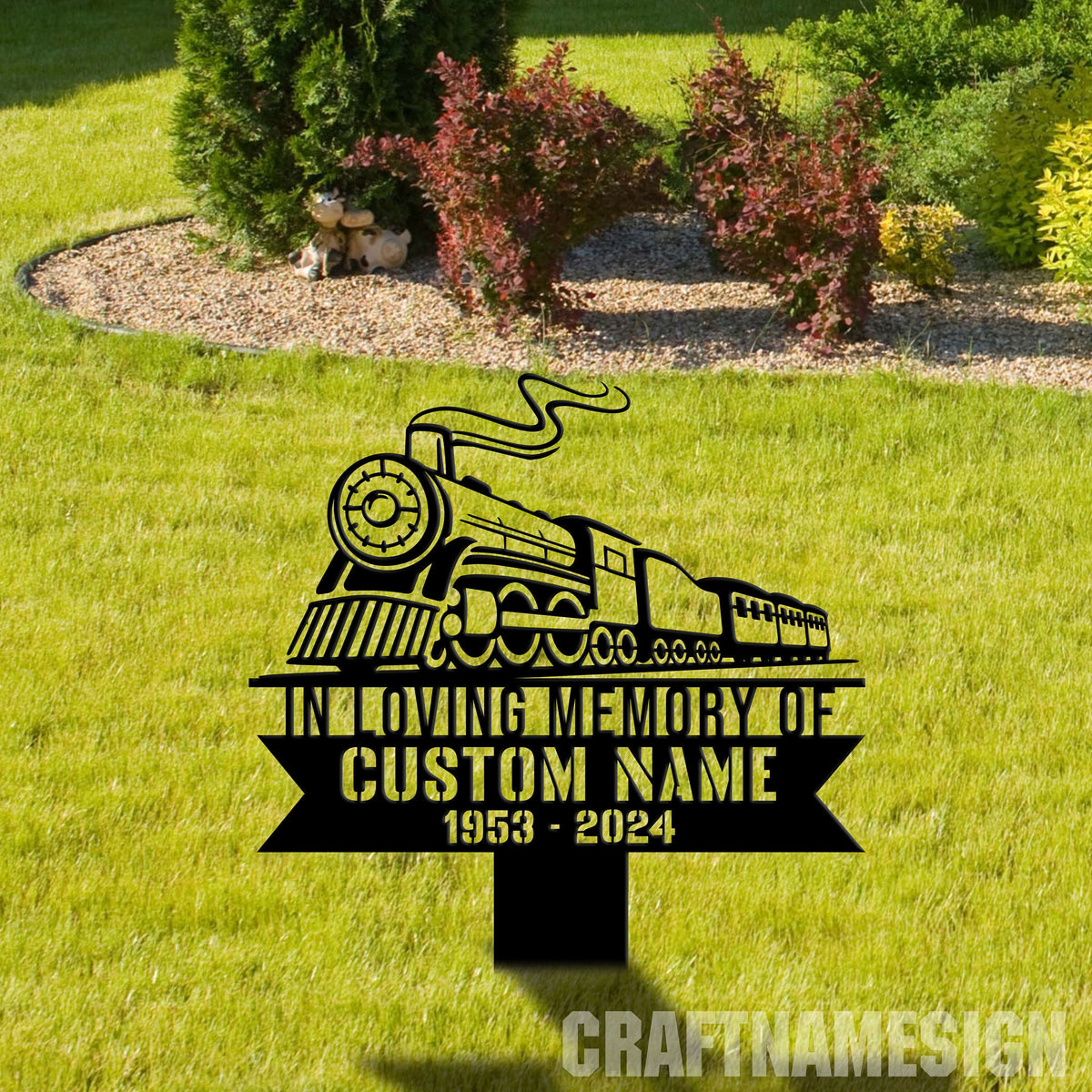 Custom Train Memorial Stake Cemetery Stake Train Memorial Decor In Memorial Of Gifts Train Station Metal Stake Metal Yard Garden Decor