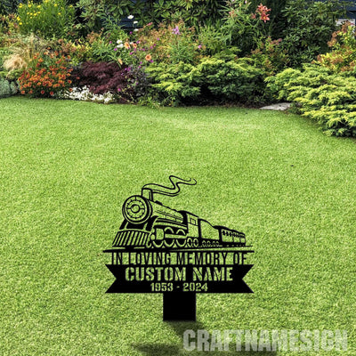 Custom Train Memorial Stake Cemetery Stake Train Memorial Decor In Memorial Of Gifts Train Station Metal Stake Metal Yard Garden Decor