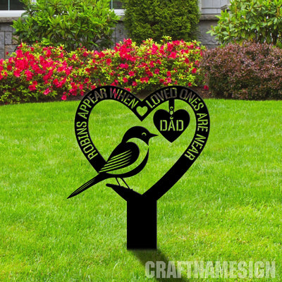 Custom Robin Bird Memorial Stake Grave Marker Sign Sympathy Plaque Robin Bird Lover Gifts Pet Memorial Sign Robin Bird Metal Stake