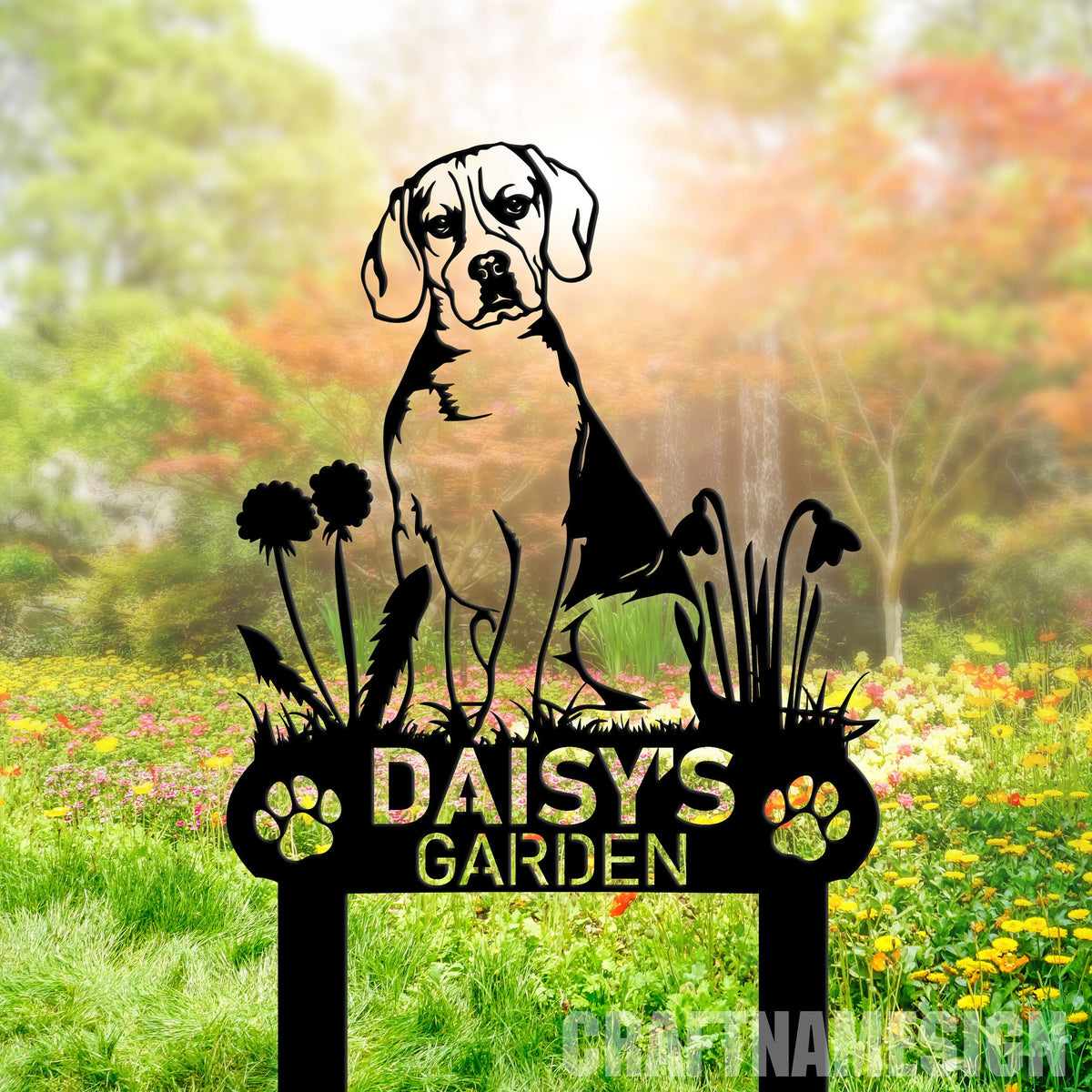 Custom Beagle Dog Metal Memorial Garden Stake Personalized Pet Grave Marker Name Sign Remembrance Stake Decor Sympathy Dog Loss Gift