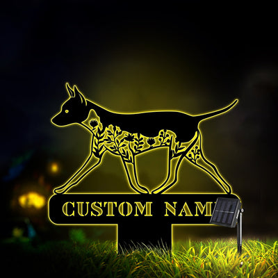 Floral American Hairless Terrier Dog Memorial Stake With Solar Light Floral Dog Yard Sign Dog Grave Marker Garden Stake Memorial Stake