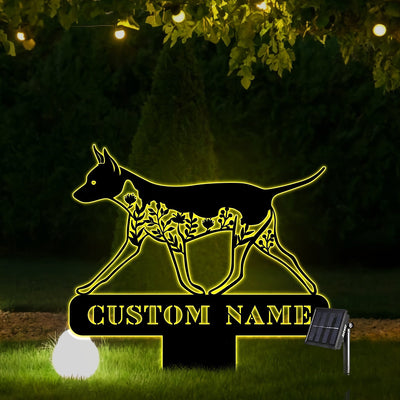 Floral American Hairless Terrier Dog Memorial Stake With Solar Light Floral Dog Yard Sign Dog Grave Marker Garden Stake Memorial Stake