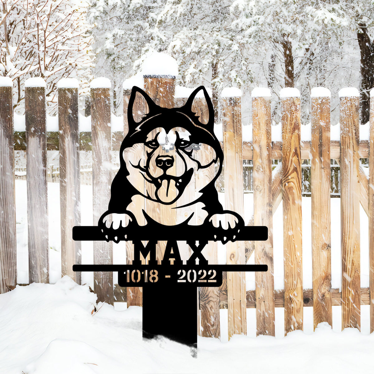 Metal Akita Garden Stake With Solar Led Light Dog Memorial Stake Akita Metal Yard Art Akita Metal Sign Pet Loss Gift Akita Owner Gift