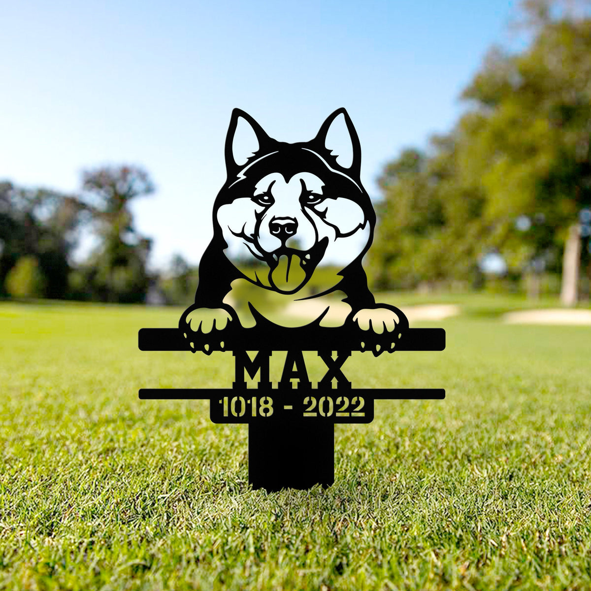 Metal Akita Garden Stake With Solar Led Light Dog Memorial Stake Akita Metal Yard Art Akita Metal Sign Pet Loss Gift Akita Owner Gift