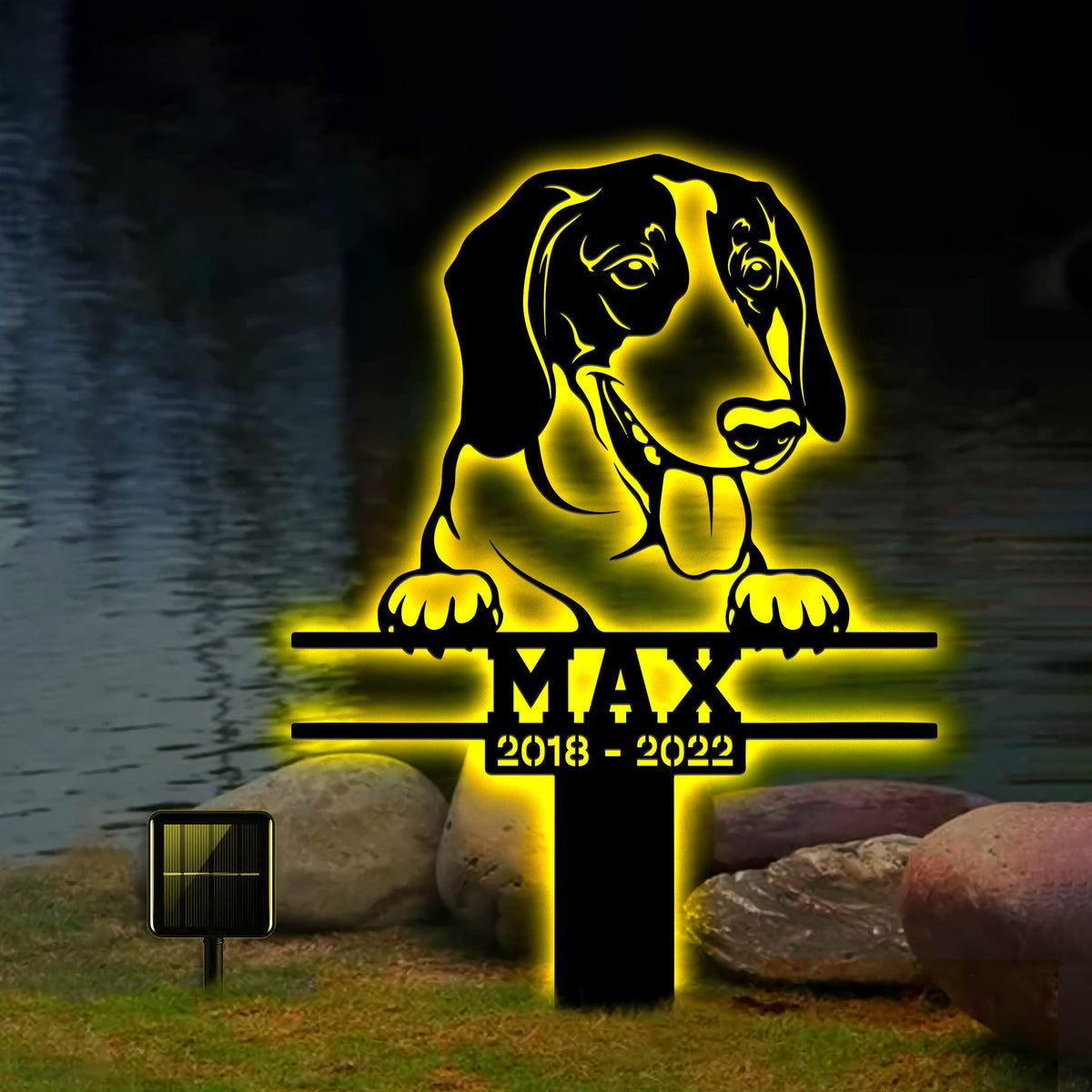 American Foxhound Metal Stake With Solar Led Light Foxhound Gifts Foxhound Memorial Garden Stake Dog Metal Yard Art Dog Loss Gift Sign
