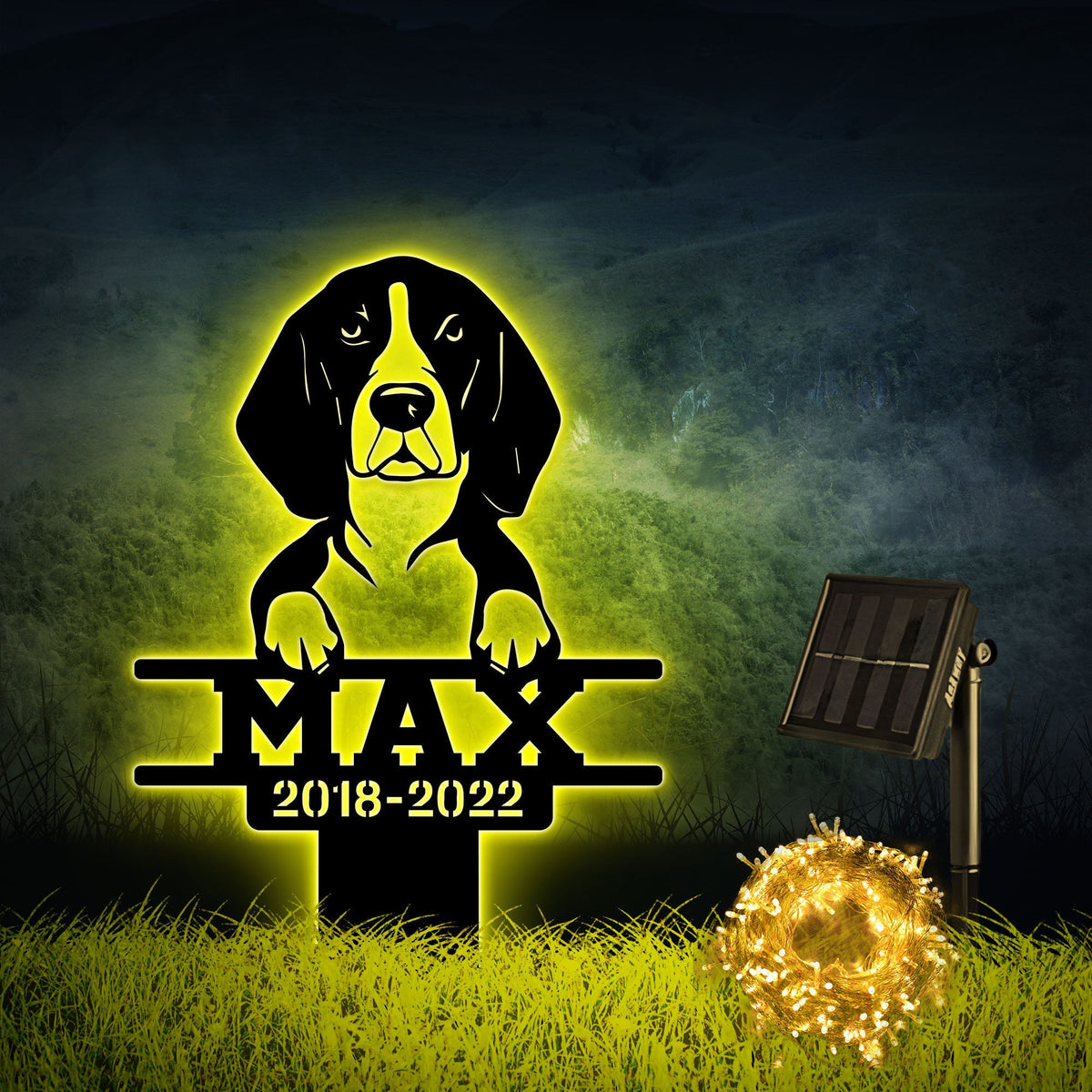 Beagle Metal Stake With Solar Led Light Beagle Garden Stake Dog Memorial Stake Beagle Metal Yard Art Pet Loss Dog Loss Gift Outdoor Sign