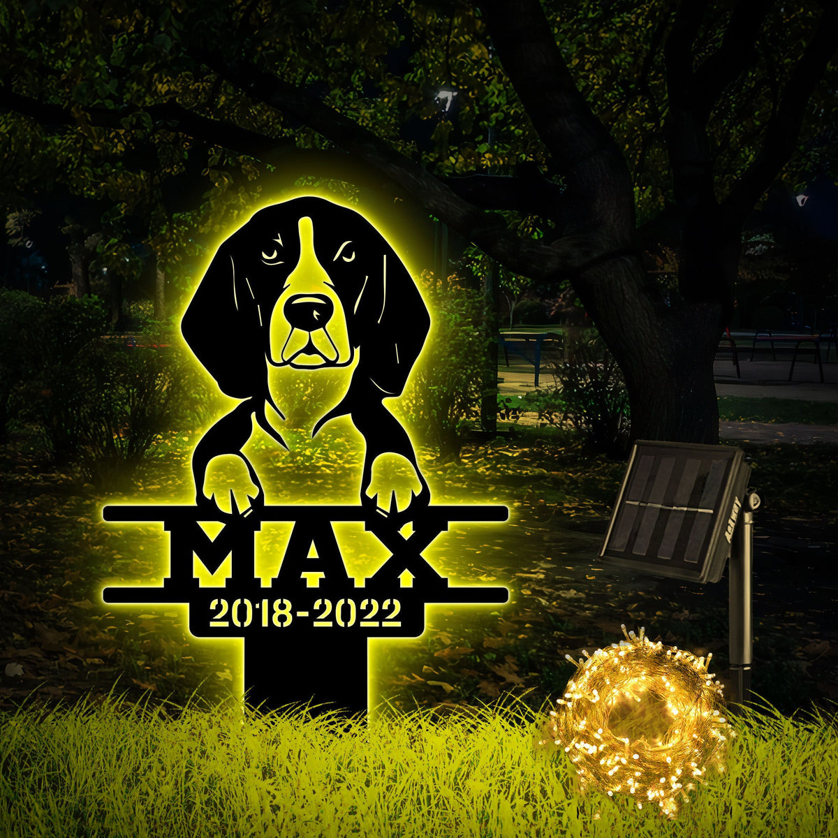 Beagle Metal Stake With Solar Led Light Beagle Garden Stake Dog Memorial Stake Beagle Metal Yard Art Pet Loss Dog Loss Gift Outdoor Sign