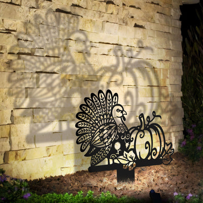 Thanksgiving Shadow Caster Metal Stake Turkey And Pumpkin Thanksgiving Outdoor Decor Thanksgiving Garden Stake Turkey Metal Yard Art