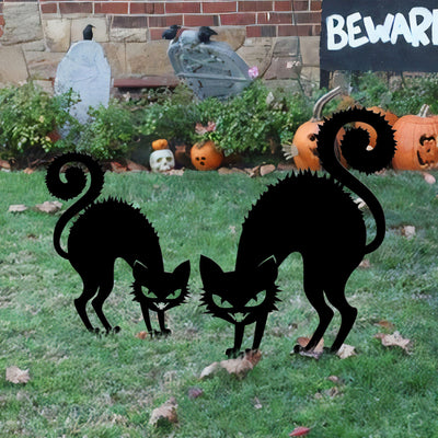 Black Cat Halloween Metal Stake Angry Cat Outdoor Decor Metal Yard Stake Lawn Decor Halloween Gift Creepy Cat Yard Stake Spooky Cat
