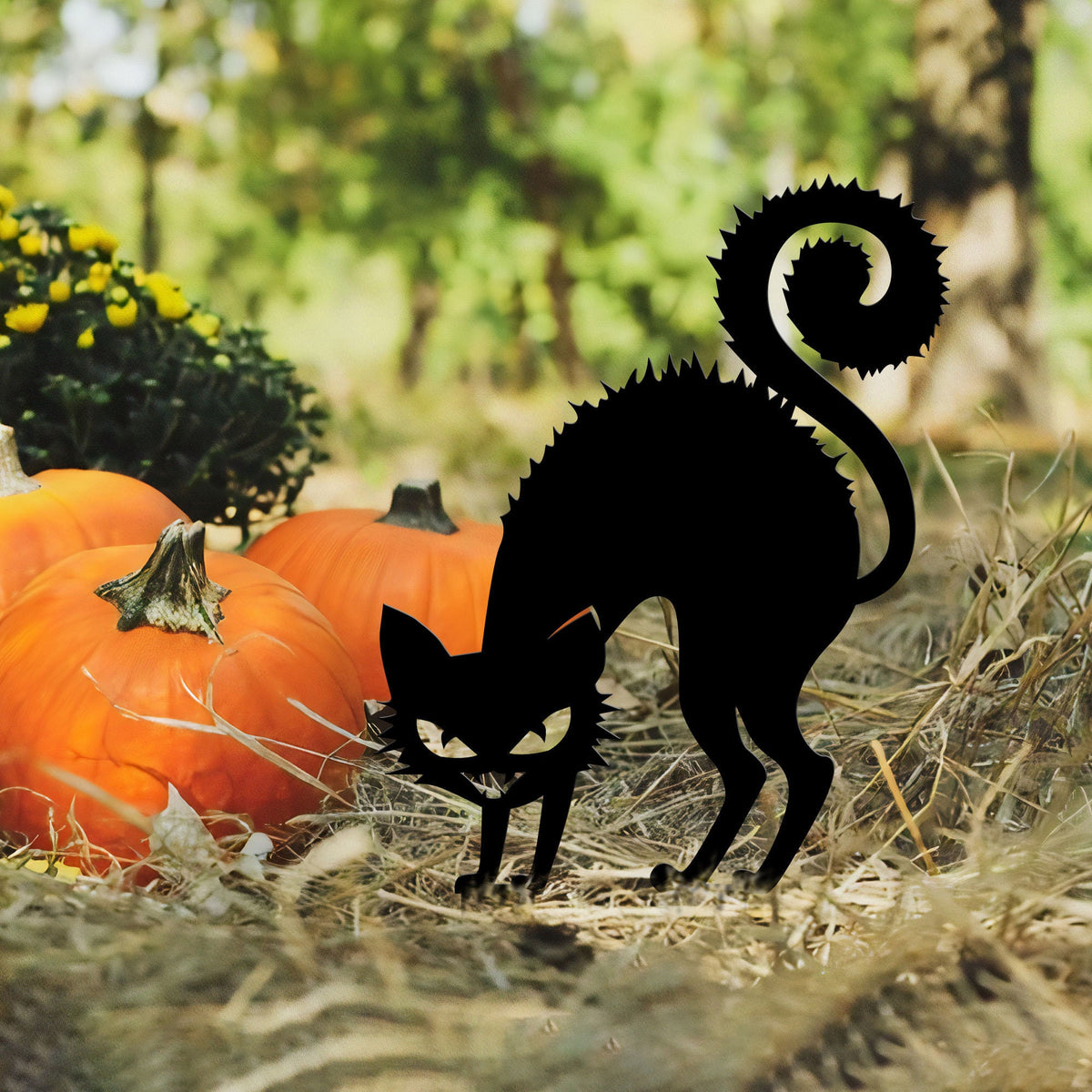 Black Cat Halloween Metal Stake Angry Cat Outdoor Decor Metal Yard Stake Lawn Decor Halloween Gift Creepy Cat Yard Stake Spooky Cat