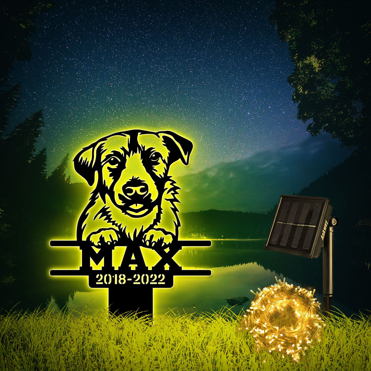 Affen Border Terrier Metal Stake With Solar Led Light Dog Memorial Stake Dog Metal Yard Art Pet Loss Gift Outdoor Garden Stake Dog Loss