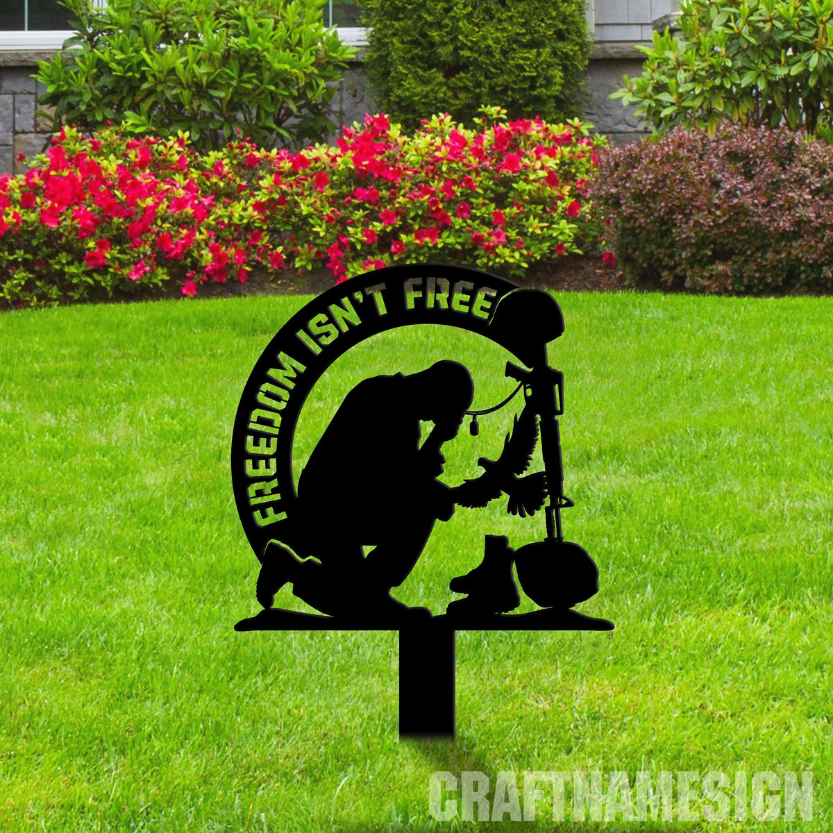Freedom Isn't Free Memorial Stake Custom Grave Marker Sign Sympathy Plaque 4th Of July Memorial Sign Independence Day Soldier Loss Stake
