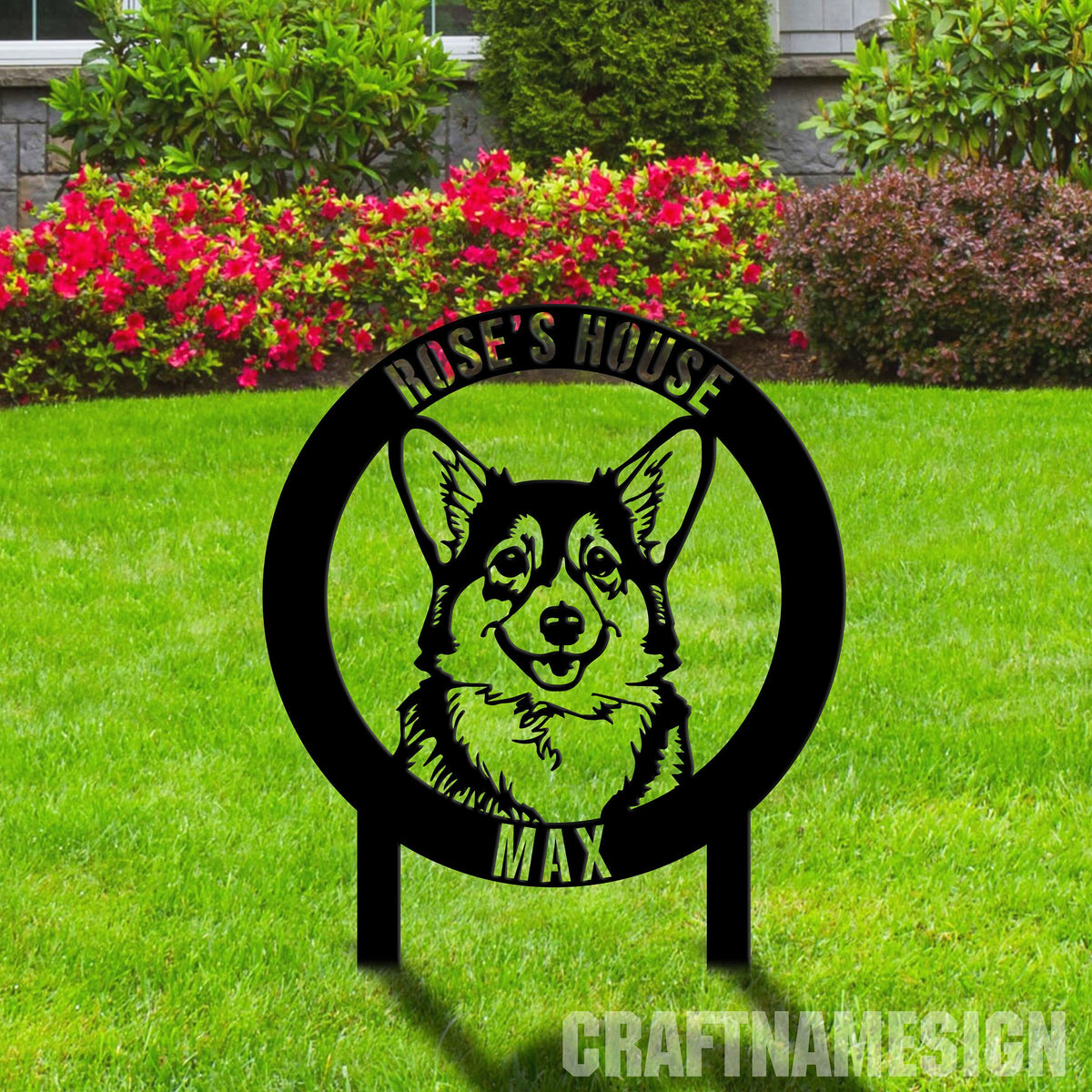 Custom Peeking Dogs Corgi Memorial Stake Dog Memorial Plaque With Stake Grave Marker Metal Yard Stakes Metal Grave Stake Cemetery Stake