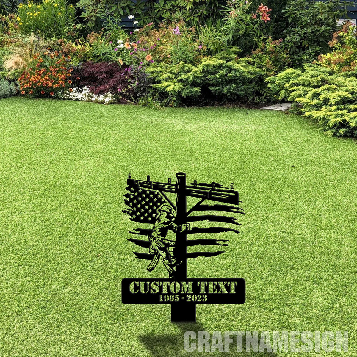 Custom Lineman Memorial Stake Memorial Plaque With Stake In Memorial Of Gift Lineman Loss Lineman Cross Grave Marker Cemetery Stake