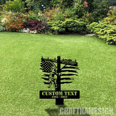 Custom Lineman Memorial Stake Memorial Plaque With Stake In Memorial Of Gift Lineman Loss Lineman Cross Grave Marker Cemetery Stake