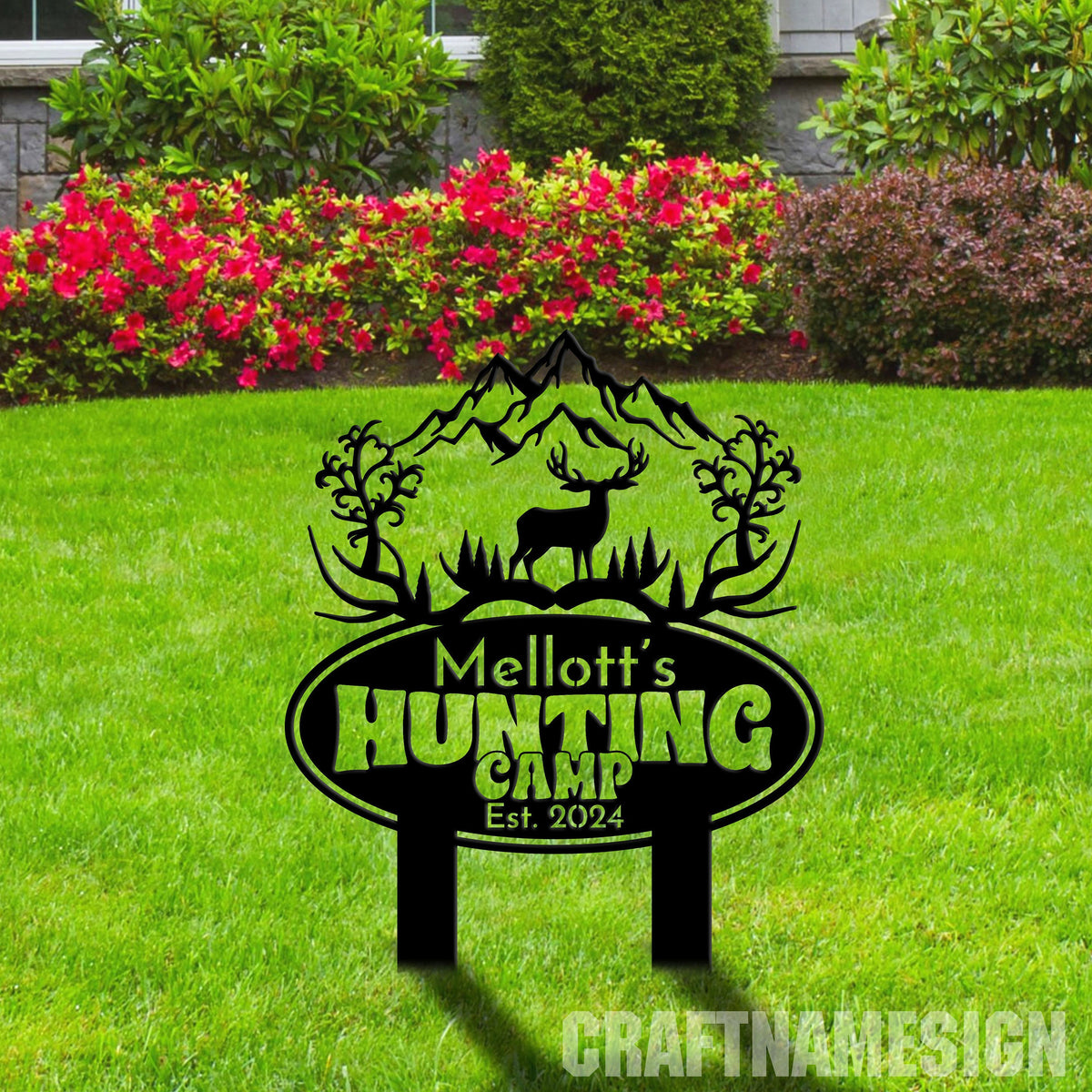 Personalized Hunting Camp Welcome Stake Hunting Camp Metal Yard Art Hunting Camp Lover Gift Hunting Camp Garden Yard Welcome Decoration