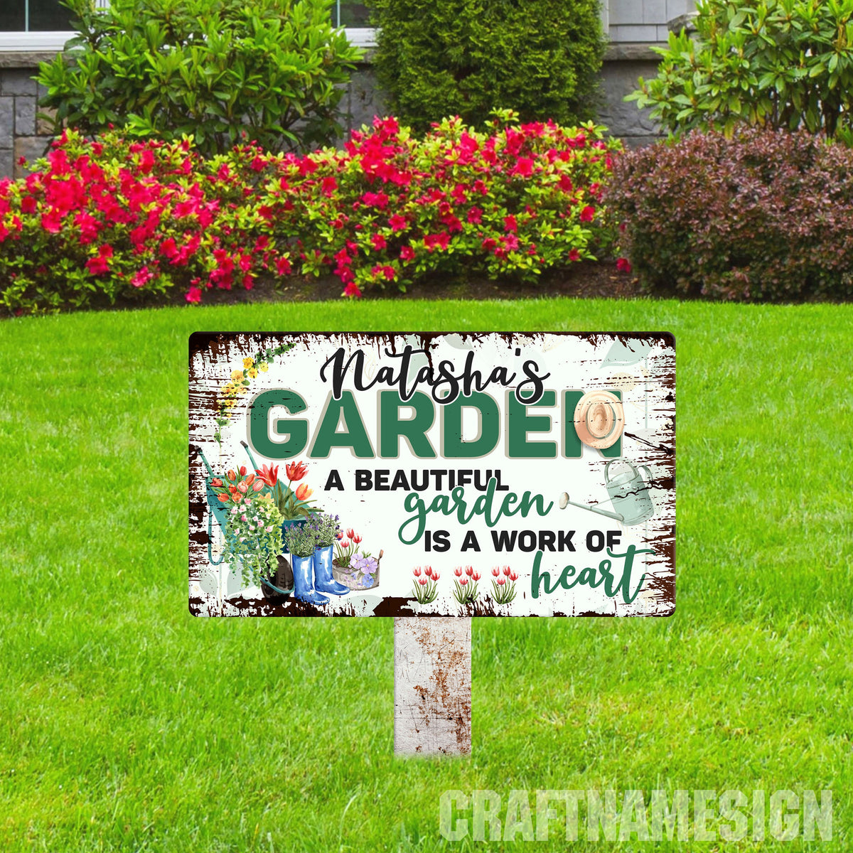 Personalized A Beautiful Garden Is A Work Of Heart Stake Garden Stake Metal Yard Art Garden Welcome Metal Decor Gifts For Grandma