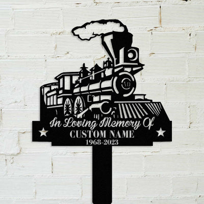 Personalized Train Memorial Garden Stake Home Decor