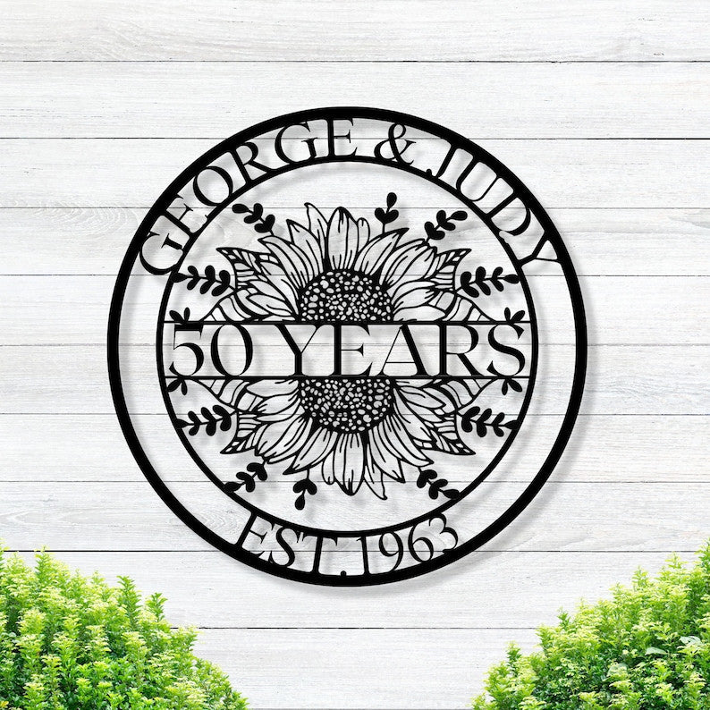 Metal Anniversary Sign Wedding Anniversary Gift For Parents