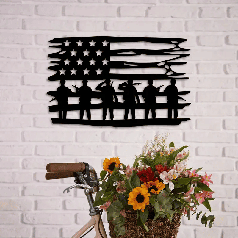 Patriotic US Soldier Metal Sign Independence Day Decor 4th of July Memorial Day