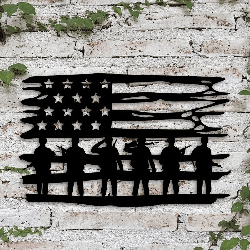 Patriotic US Soldier Metal Sign Independence Day Decor 4th of July Memorial Day