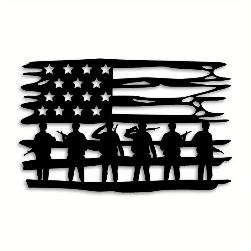 Patriotic US Soldier Metal Sign Independence Day Decor 4th of July Memorial Day