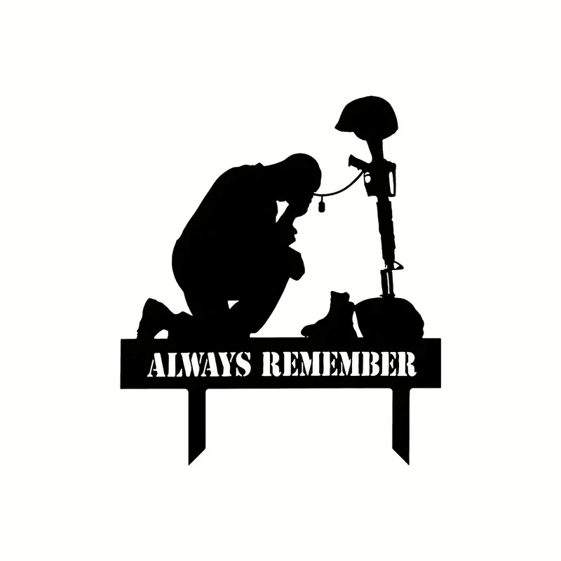 Patriotic Iron Silhouette Yard Stake - Durable Metal Art for Independence Day, 4th of July, Memorial Day, and Military Gifts - Honoring Dead Soldiers, Freedom, and USA Heritage
