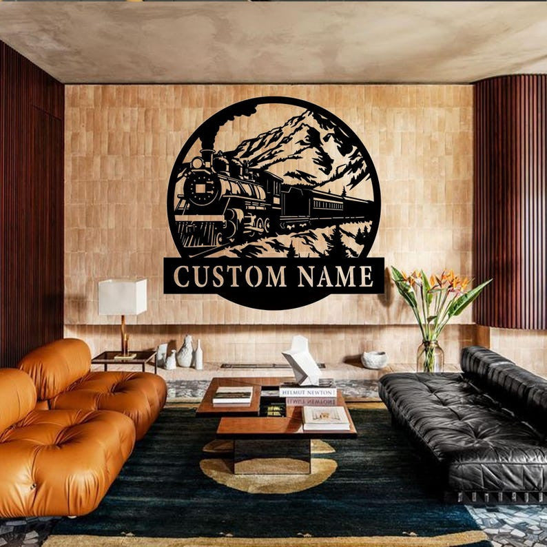 Personalized Railroad Wall Decor, Custom Train Metal Wall Art LED, Custom Railroad Sign, Boy's Room Decor, Man Cave Decor, Train Driver Gift